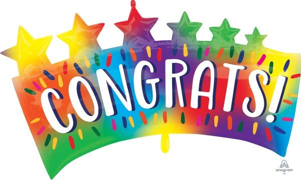 Congrats Star Banner Foil Balloon, 34 Inch