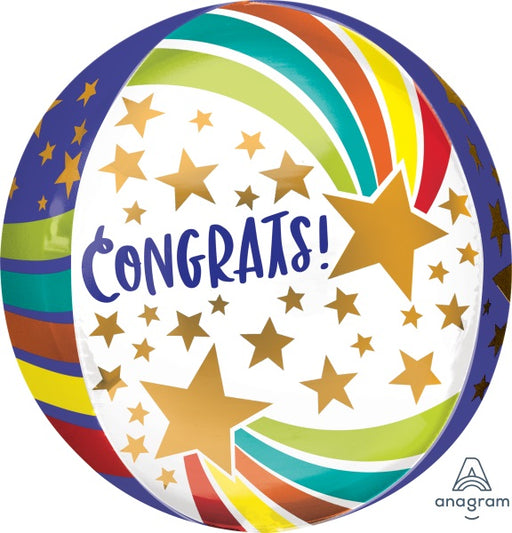 Congrats Stars 16-Inch Orbz Foil Balloon
