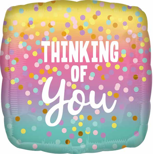 Thinking of You Pastel Dot 18-Inch Square Foil Balloon