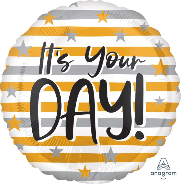It's Your Day Stripes 18" Round Foil Balloon