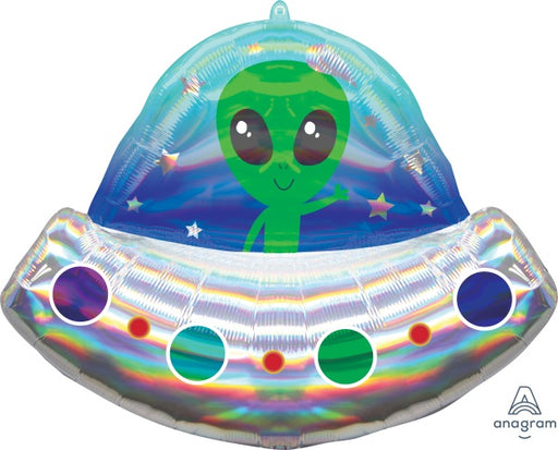 Alien Spaceship 28 Inch Holographic Foil Balloon