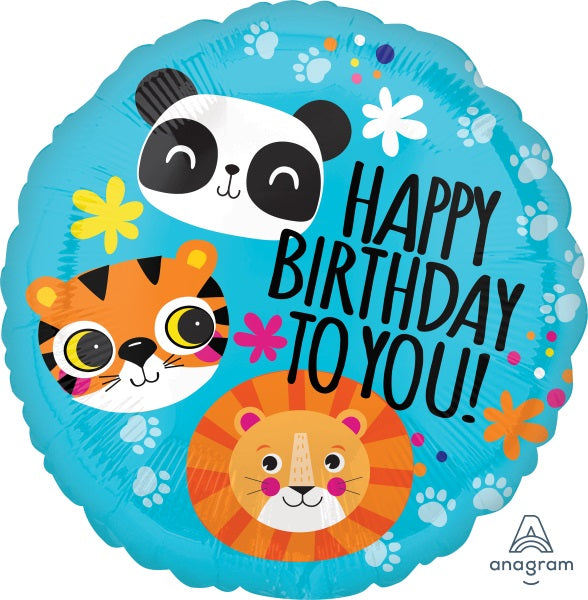 LION TIGER PANDA HBD 18" RND HX S40 PKG