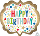 Gold Happy Birthday Marquee Dot Balloon, 25 Inch