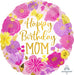 Mom Painted Flowers 18" Round Birthday Foil Balloon