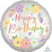 Boho Birthday Flowers 18" Round Foil Balloon
