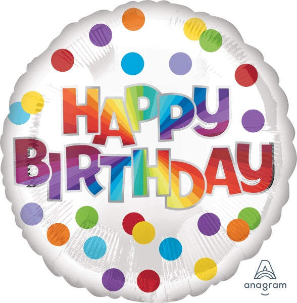 Happy Birthday Dots of Colour 18-Inch Round Foil Balloon