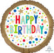 Gold Happy Birthday Marquee Dot 18-Inch Round Foil Balloon