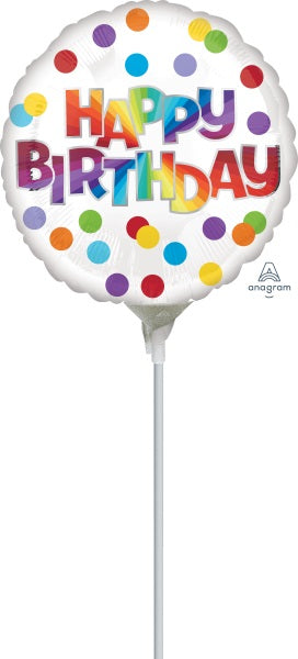 Happy Birthday Dots of Colour 9" Round Foil Balloon