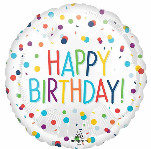 Confetti Happy Birthday 18-Inch Round Foil Balloon