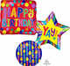 34" Birthday Stacked Shapes Foil Balloon