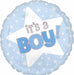 It's a Boy Blue Star Foil Balloon, 18 Inch