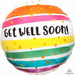 Get Well Bold Stripe 18-Inch Round Foil Balloon