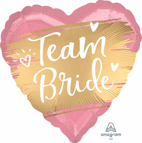 Gold Team Bride 18-Inch Heart Foil Balloon