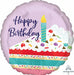 Purple Confetti Cake Happy Birthday Foil Balloon, 18 Inch