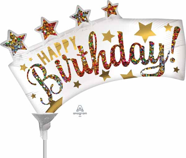 Happy Birthday Glitter Banner Mini Shape Foil Balloon