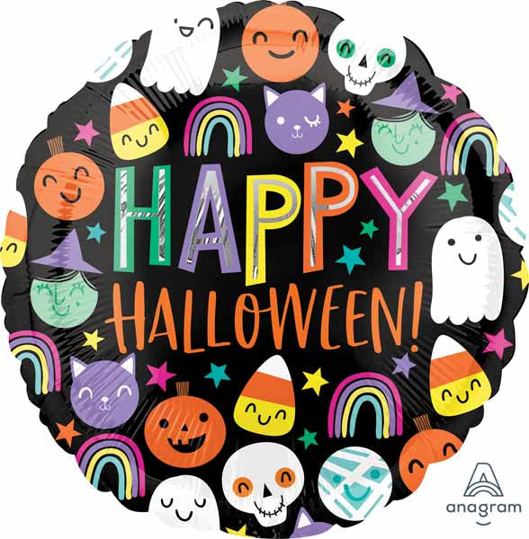 Halloween Happy Faces 18-Inch Round Foil Balloon