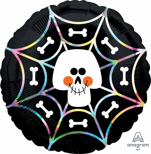 Iridescent Skull Web 18-Inch Round Foil Balloon