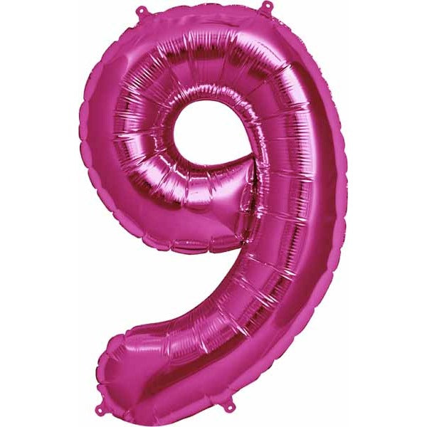 34 Inch Magenta Number 9 Balloon
