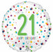 Confetti Happy 21st Birthday 18-Inch Round Foil Balloon