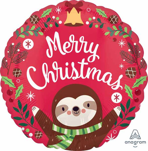 Sloth Christmas 18-Inch Round Foil Balloon
