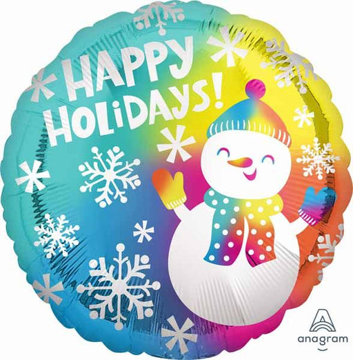 Happy Holidays Snowman 18-Inch Round Foil Balloon