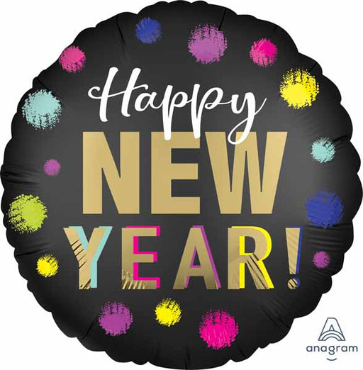 Dotted New Year 18-Inch Round Foil Balloon