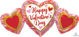 Happy Valentine's Day Marble Heart Trio 34-Inch Foil Balloon