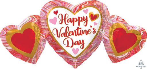 Happy Valentine's Day Marble Heart Trio 34-Inch Foil Balloon