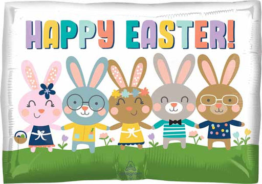 Happy Easter Bunnies 18" Junior Shape Foil Balloon