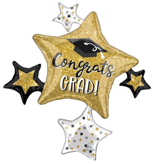 Grad Sparkle Cluster 35-Inch Foil Graduation Balloon