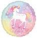 Enchanted Unicorn Happy Birthday 18-Inch Round Foil Balloon
