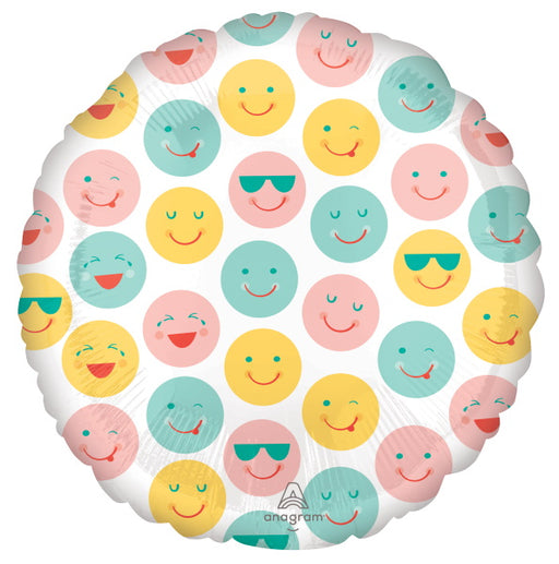 Smile Faces 18-Inch Round Foil Balloon