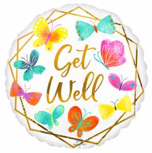 White and Gold Get Well 18-Inch Round Foil Balloon