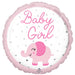 Baby Girl Elephant 18-Inch Round Foil Balloon
