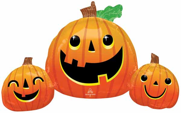 Smiley Pumpkin Trio 35-Inch Halloween Foil Balloon