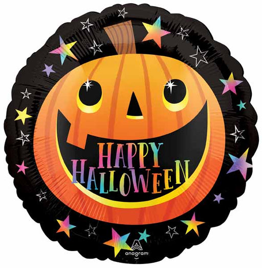 Smiley Halloween Pumpkin 18-Inch Round Foil Balloon