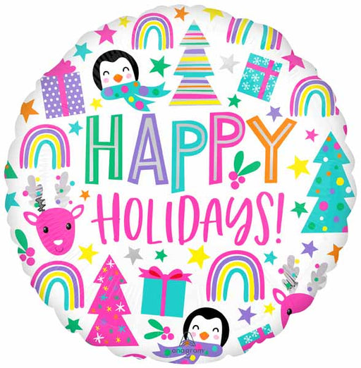 Bright Holidays 18" Round Foil Balloon