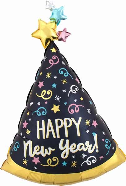 36-Inch Confetti New Year Hat Foil Balloon