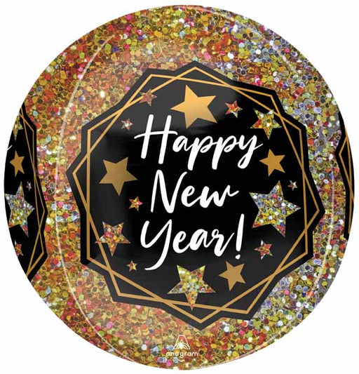 Happy New Year Gold Sparkle 16" Orbz Foil Balloon