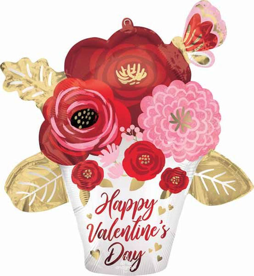 Happy Valentine's Day Painted Flowers 26-Inch Foil Balloon