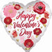 Happy Valentine's Day Painted Flowers 28-Inch Heart Foil Balloon