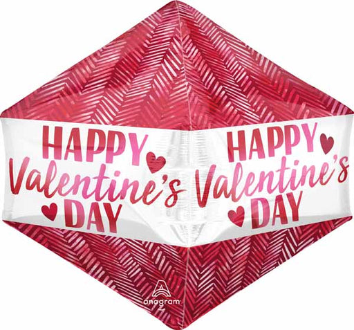 21" Happy Valentine's Day Ribbed Lines Anglez Foil Balloon