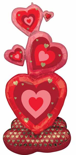 Stacking Hearts AirLoonz Foil Balloon, 55 Inch