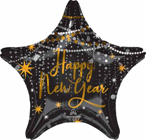 Midnight Hour Happy New Year Jumbo Star Foil Balloon