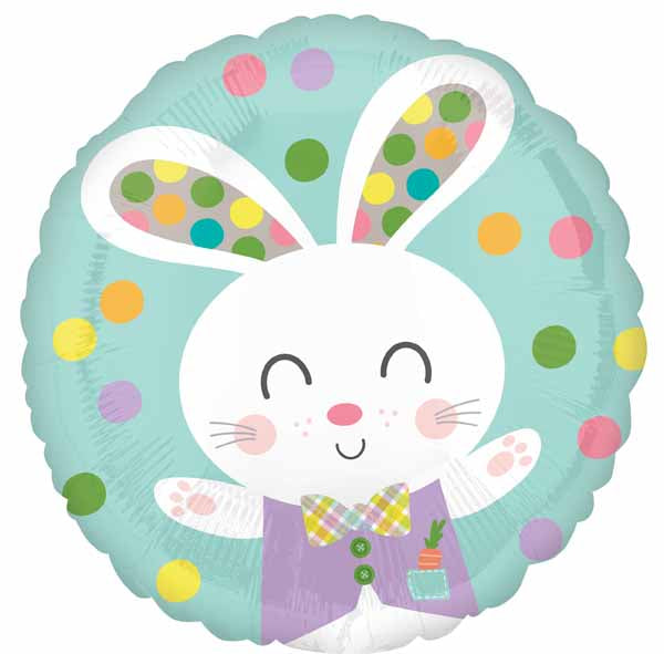 Spotted Easter Bunny Jumbo Round Foil Balloon