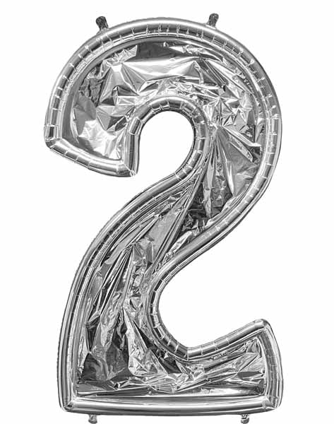 Silver Number 2 BalloonFormz Mosaic Frame, 52 Inch
