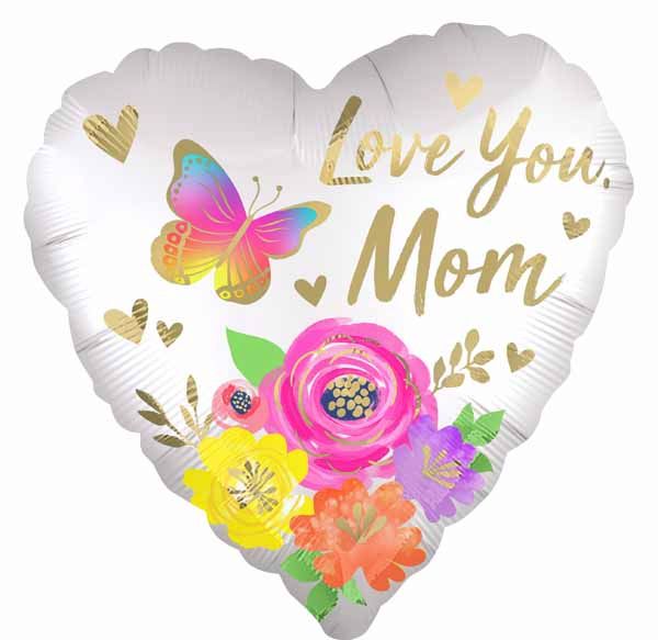 Love You Mom Floral Jumbo Heart Foil Balloon