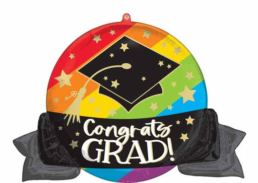Bold Rainbow Grad 32-Inch Foil Balloon