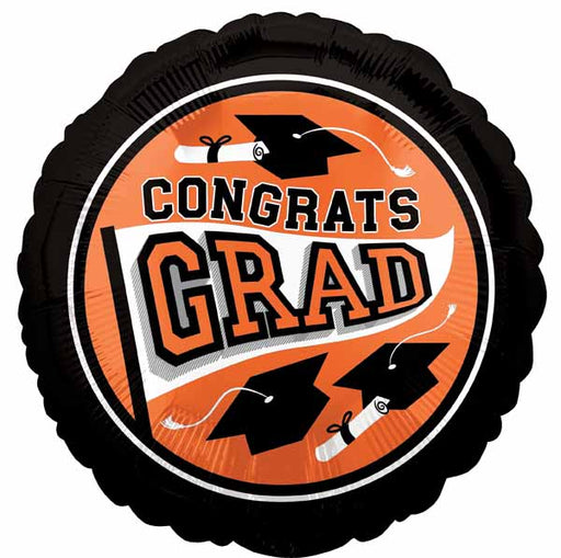 True to School Orange 18-Inch Round Graduation Foil Balloon