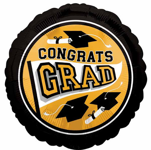 True to School Gold 18-Inch Round Graduation Foil Balloon